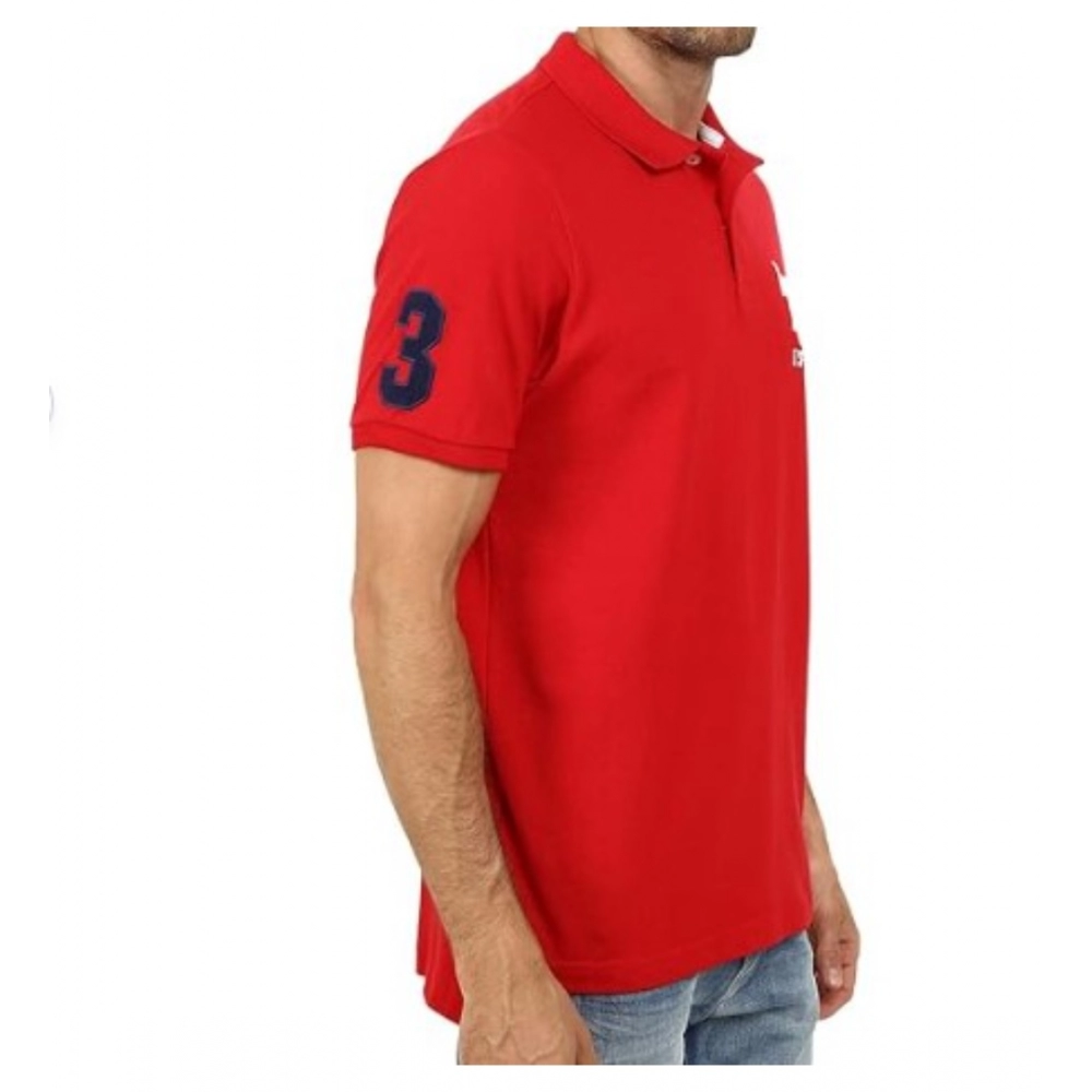 men's casual half sleeve solid cotton polo neck t shirt (red) men's casual half sleeve solid cotton polo neck t shirt (red)
