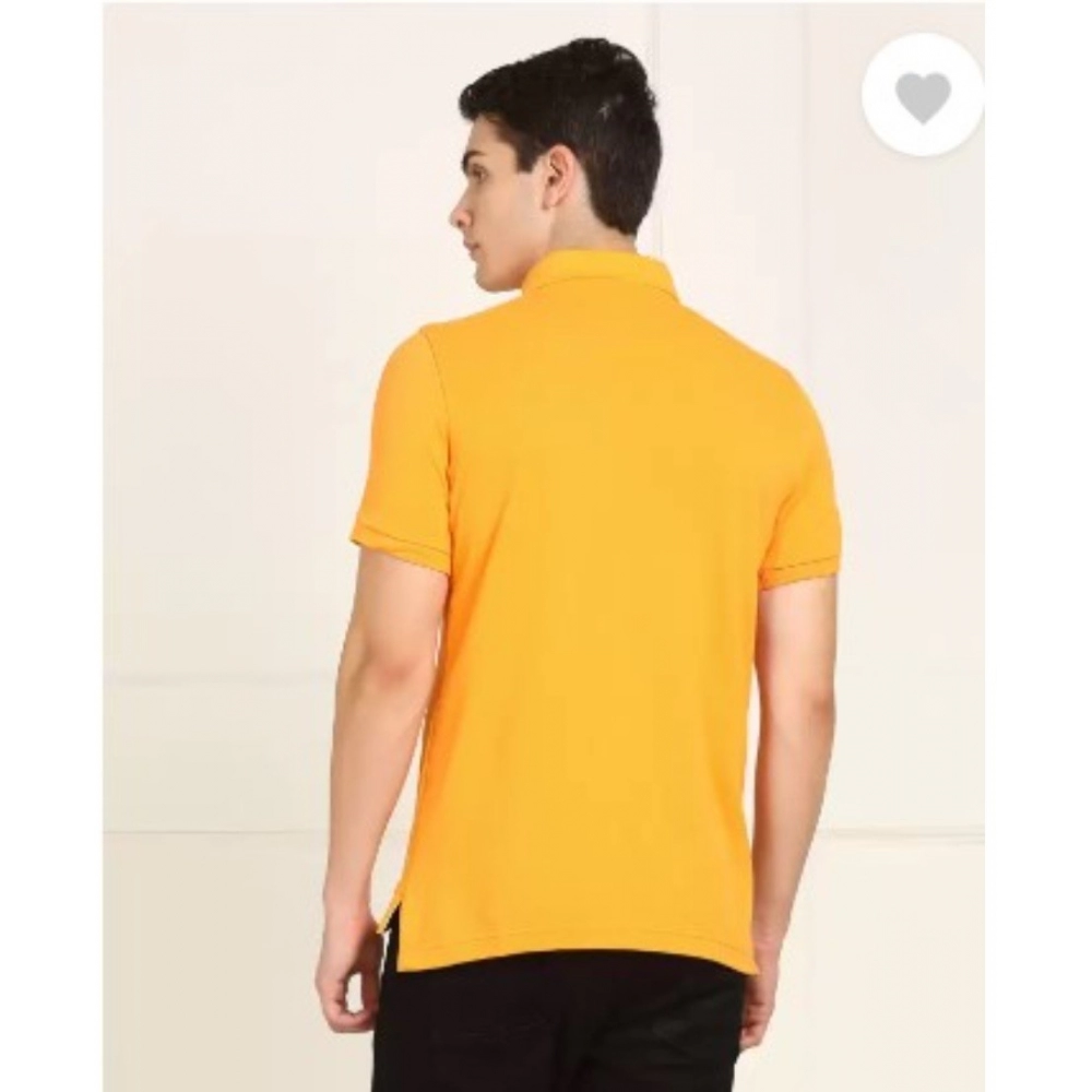 men's casual half sleeve solid cotton polo neck t shirt (yellow) men's casual half sleeve solid cotton polo neck t shirt (yellow)
