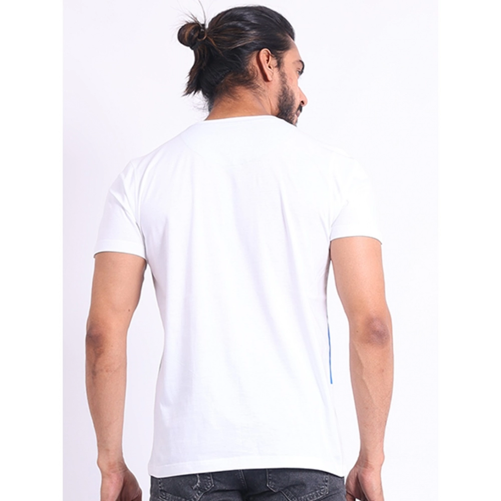 men's casual cotton printed round neck half sleeve t shirt (blue) men's casual cotton printed round neck half sleeve t shirt (blue)