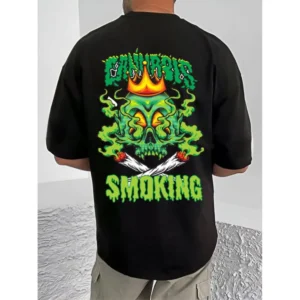 men's casual cotton blend printed round neck half sleeve t shirt (black)