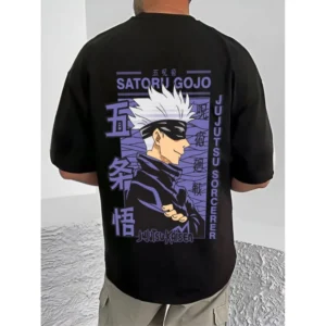 men's casual cotton blend printed round neck half sleeve t shirt (black)