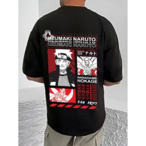 men's casual cotton blend printed round neck half sleeve t shirt (black)