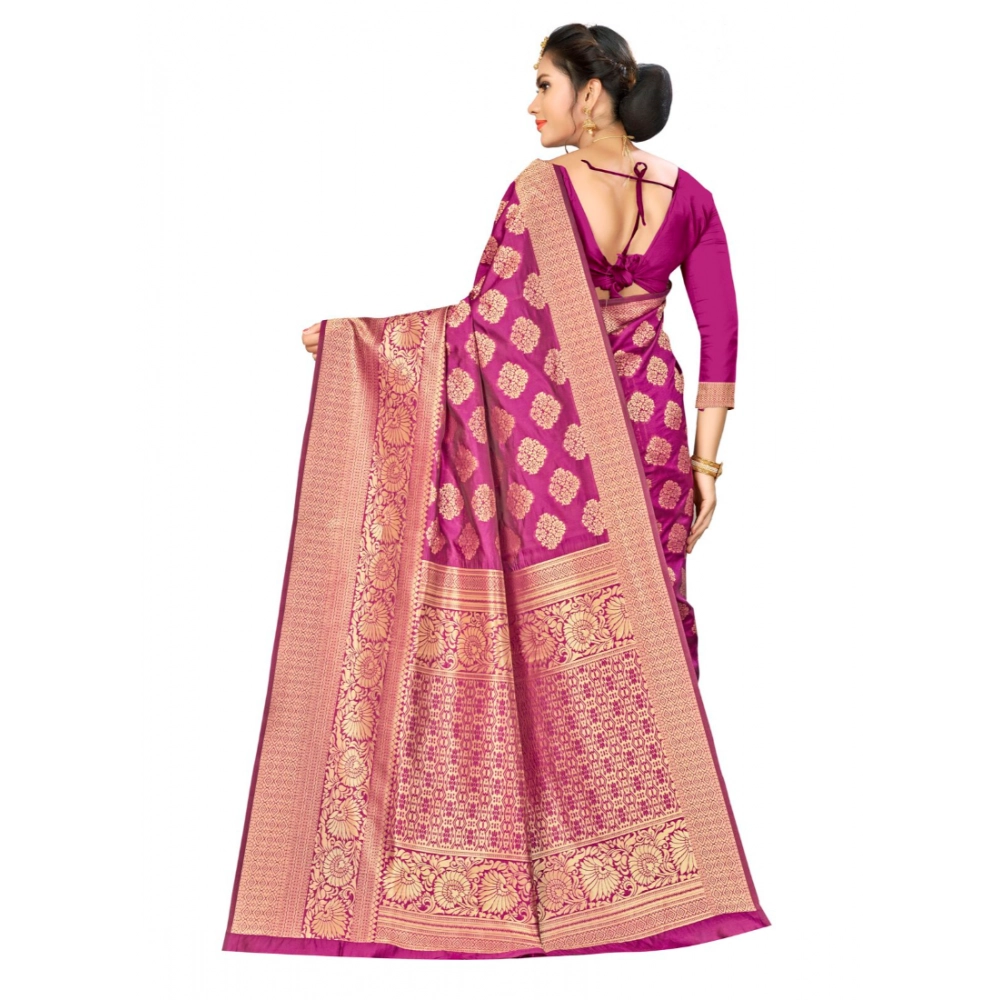 generic women's banarasi silk saree with blouse (wine, 5 6mtr) generic women's banarasi silk saree with blouse (wine, 5 6mtr)