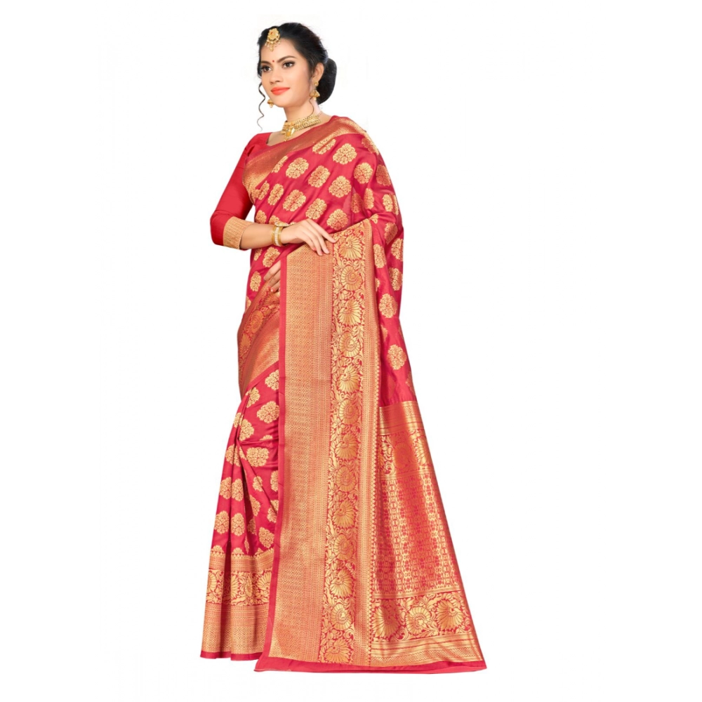 generic women's banarasi silk saree with blouse (red, 5 6mtr) generic women's banarasi silk saree with blouse (red, 5 6mtr)