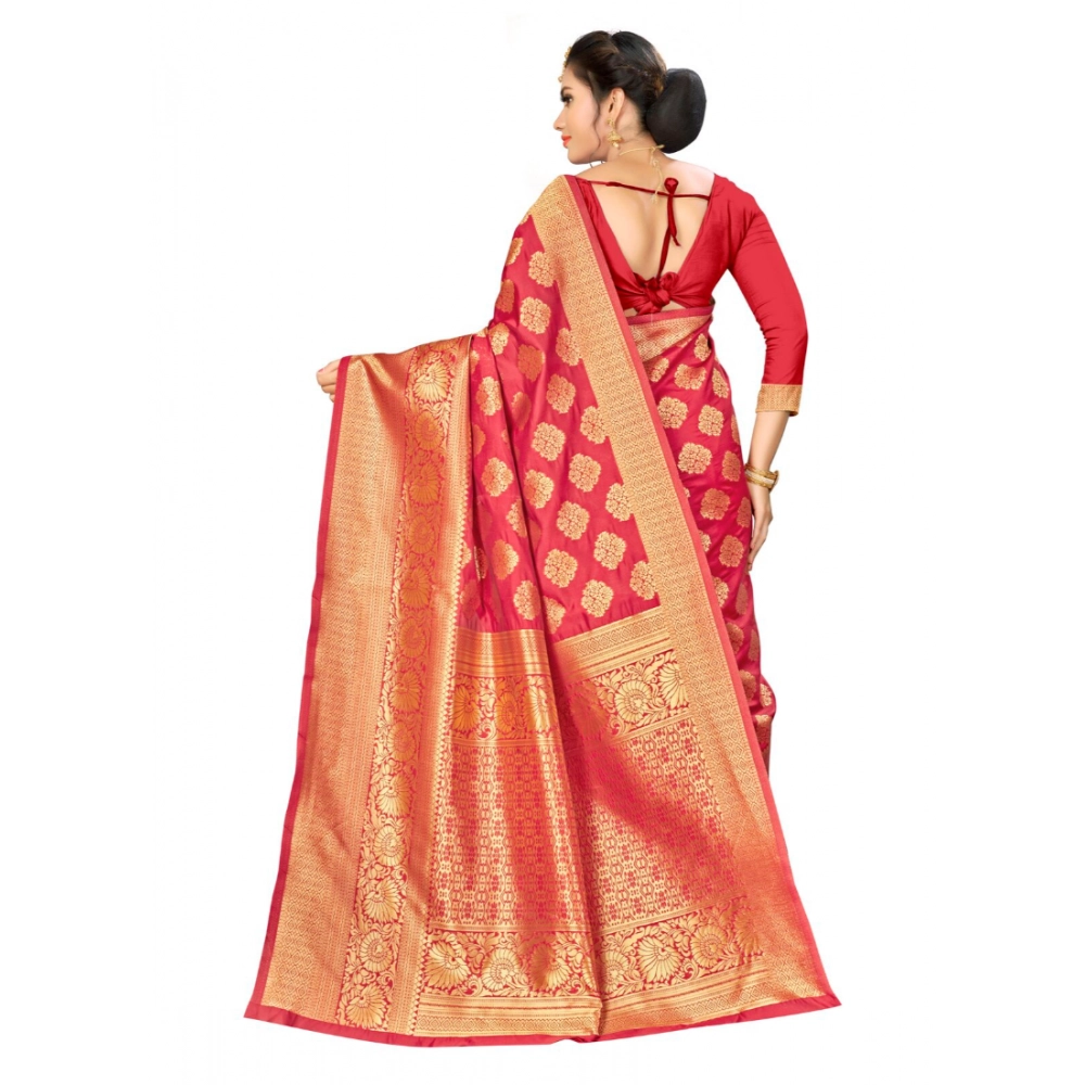 generic women's banarasi silk saree with blouse (red, 5 6mtr) generic women's banarasi silk saree with blouse (red, 5 6mtr)