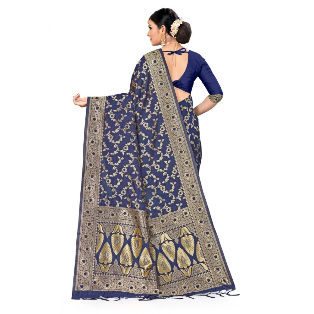 generic women's banarasi silk saree (neavy blue, 5 6mtrs) generic women's banarasi silk saree (neavy blue, 5 6mtrs)
