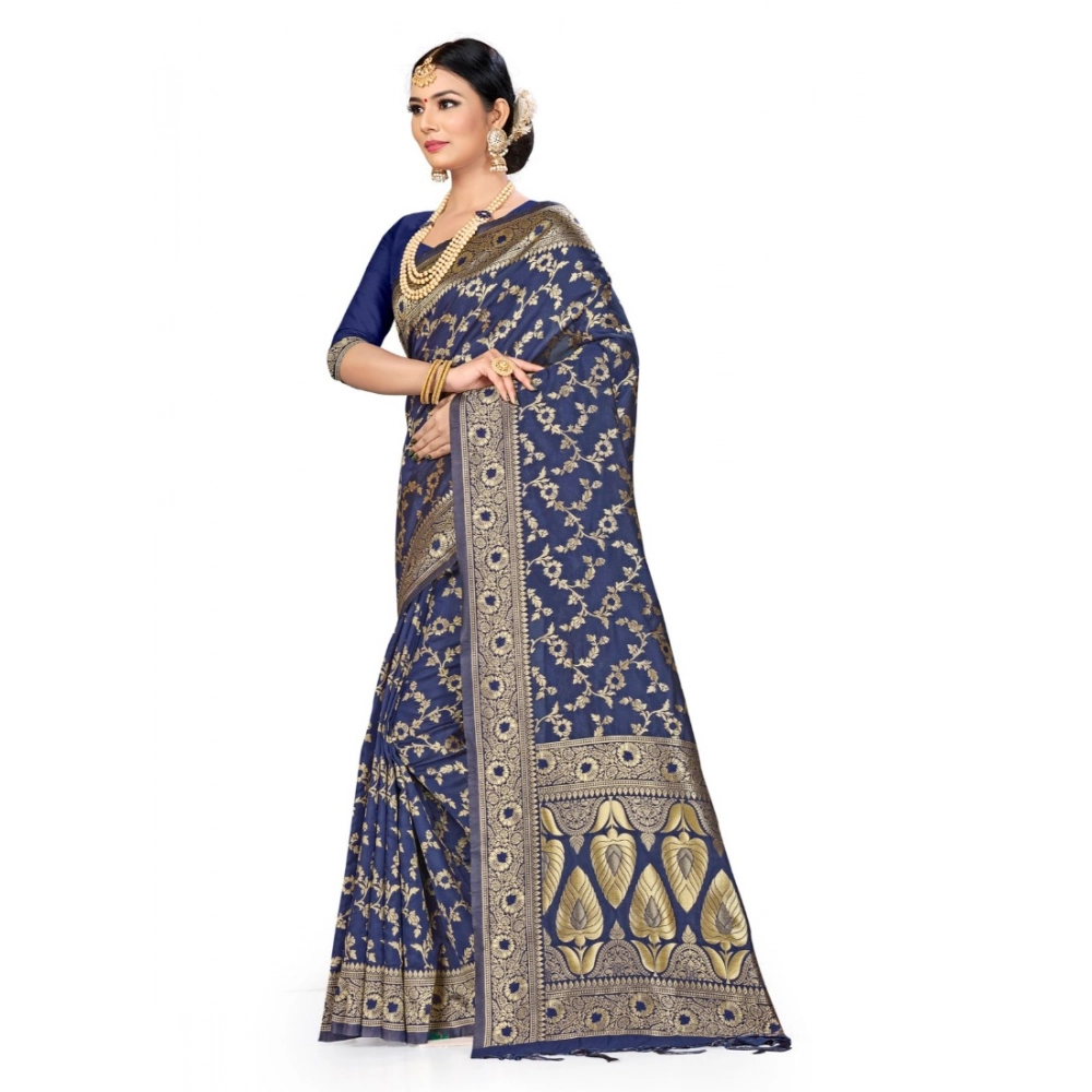 generic women's banarasi silk saree (neavy blue, 5 6mtrs) generic women's banarasi silk saree (neavy blue, 5 6mtrs)