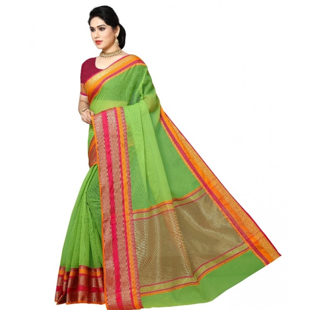 generic women's kota doria cotton border saree with blouse (light green, 5 6 mtrs) generic women's kota doria cotton border saree with blouse (light green, 5 6 mtrs)