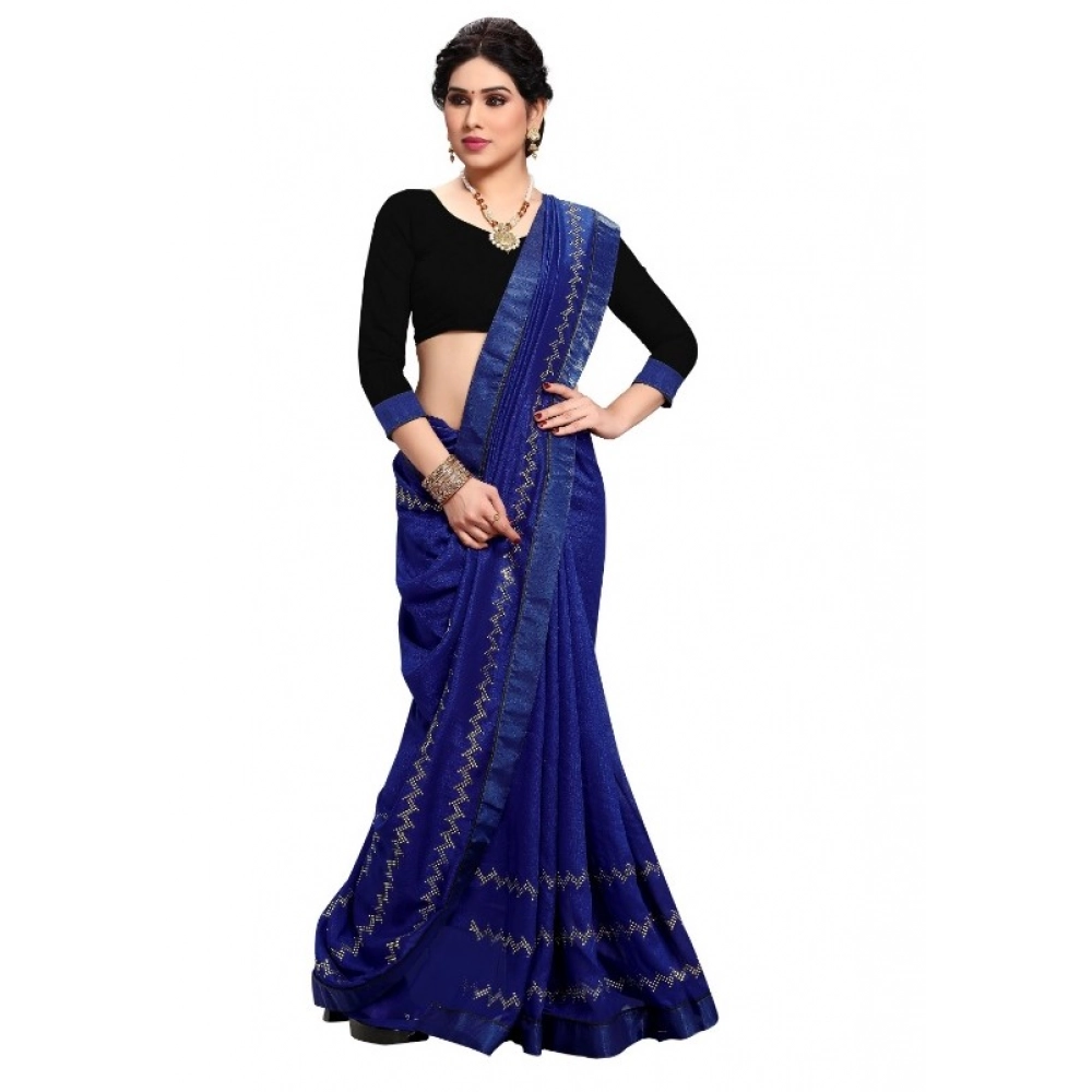 generic women's vichitra silk hotfix stone work saree with blouse (blue, 5 6 mtrs) generic women's vichitra silk hotfix stone work saree with blouse (blue, 5 6 mtrs)