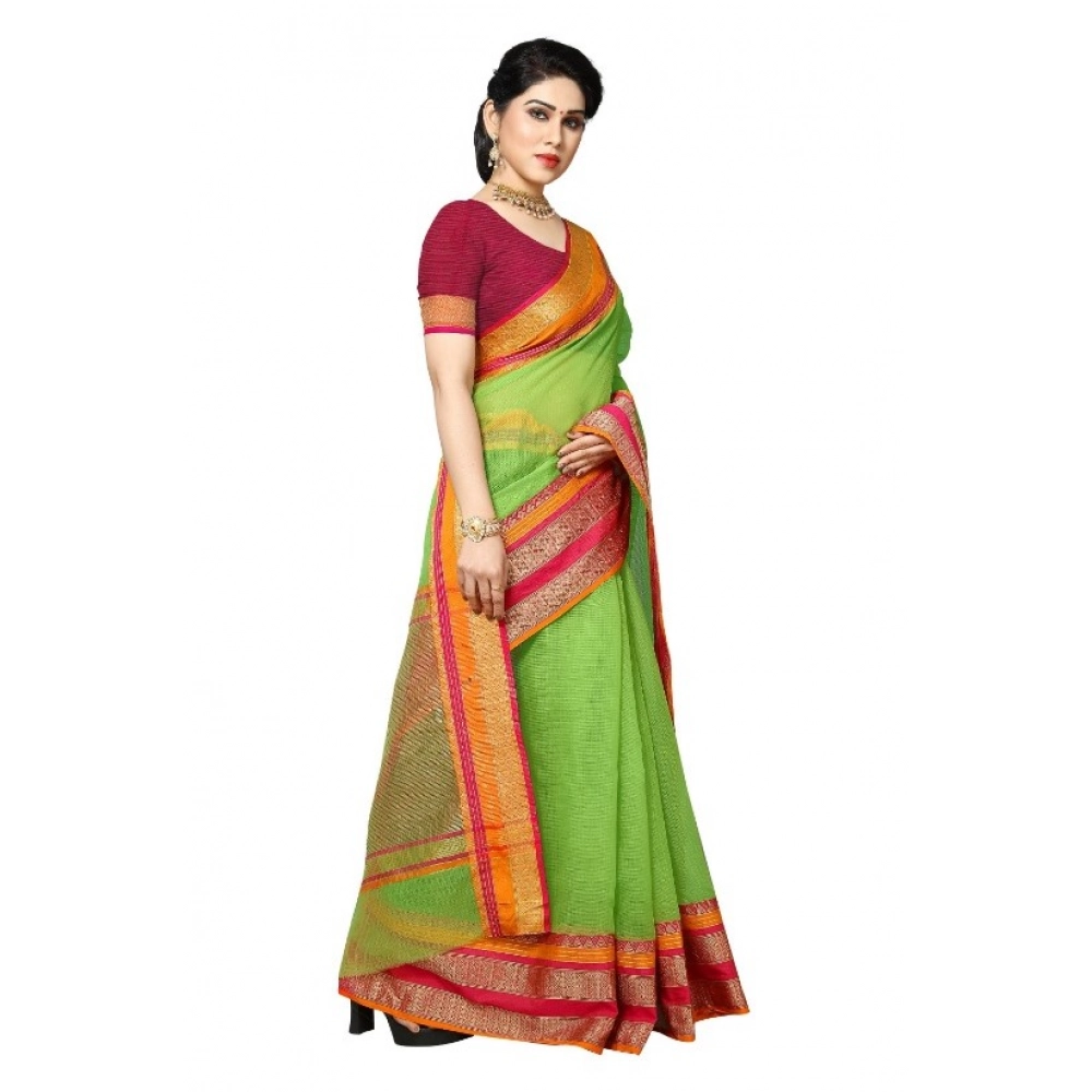 generic women's kota doria cotton border saree with blouse (light green, 5 6 mtrs) generic women's kota doria cotton border saree with blouse (light green, 5 6 mtrs)