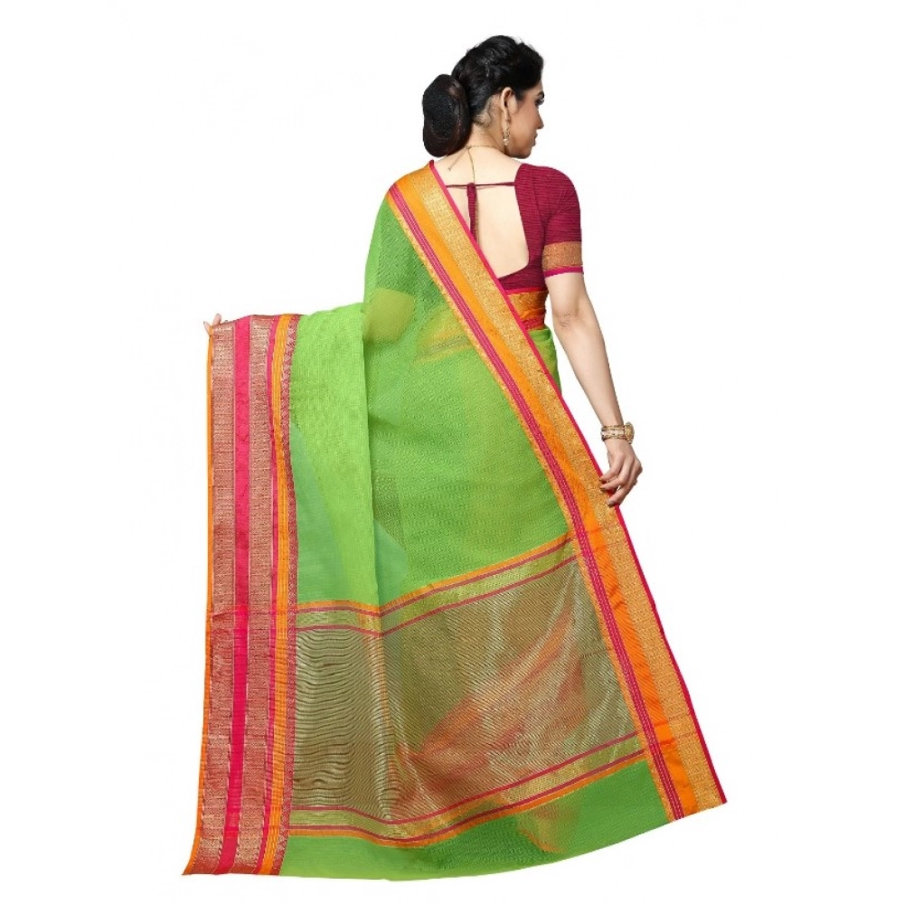 generic women's kota doria cotton border saree with blouse (light green, 5 6 mtrs) generic women's kota doria cotton border saree with blouse (light green, 5 6 mtrs)
