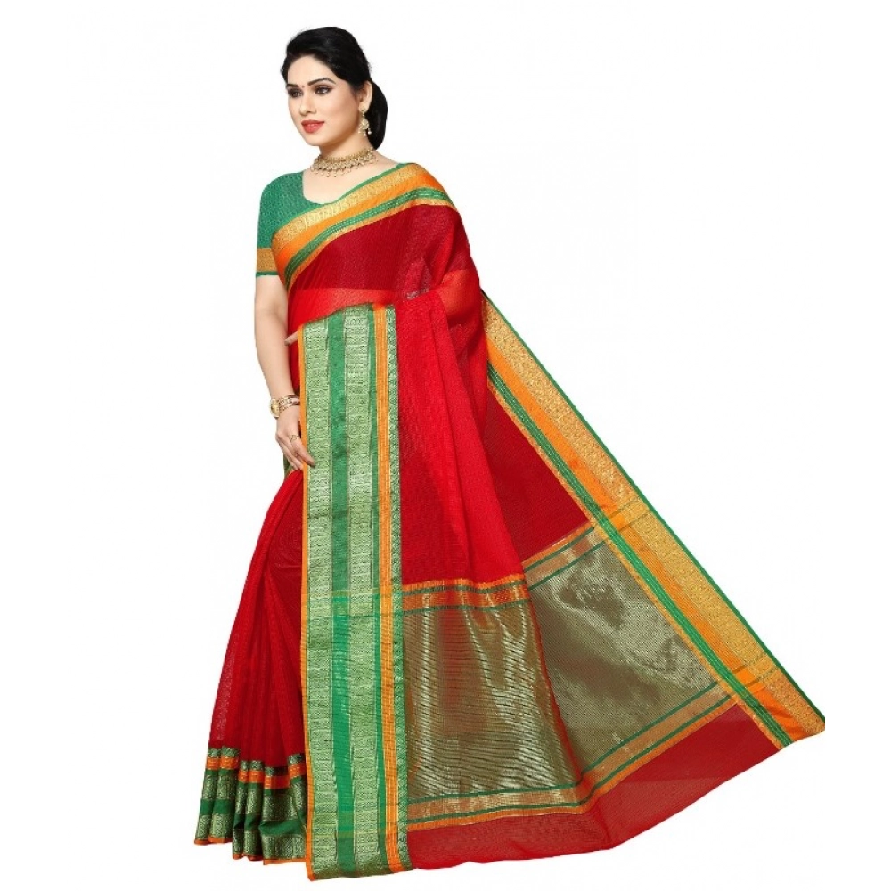generic women's kota doria cotton border saree with blouse (red, 5 6 mtrs) generic women's kota doria cotton border saree with blouse (red, 5 6 mtrs)