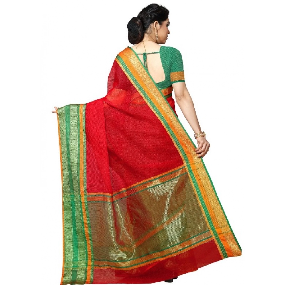 generic women's kota doria cotton border saree with blouse (red, 5 6 mtrs) generic women's kota doria cotton border saree with blouse (red, 5 6 mtrs)