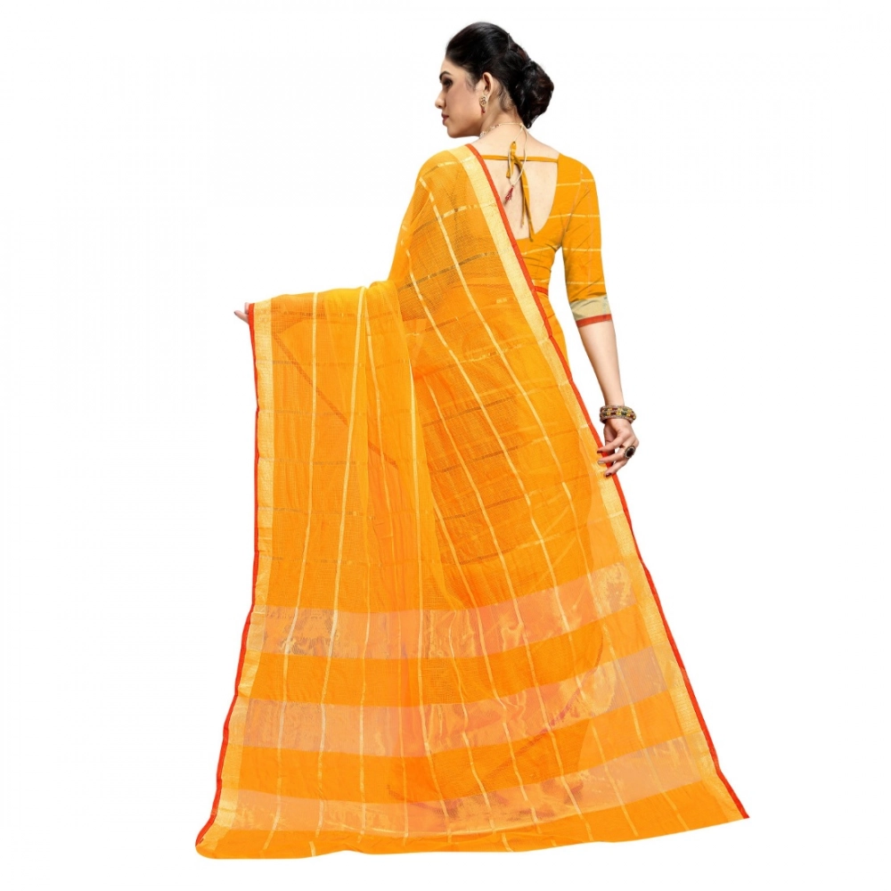 generic women's kota doria cotton checked saree with blouse (yellow, 5 6 mtrs) generic women's kota doria cotton checked saree with blouse (yellow, 5 6 mtrs)