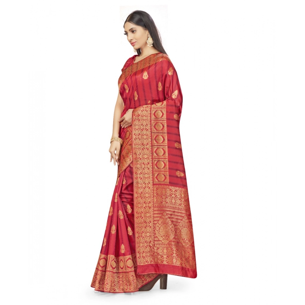 generic women's banarasi silk saree with blouse (peach, 5 6mtrs) generic women's banarasi silk saree with blouse (peach, 5 6mtrs)