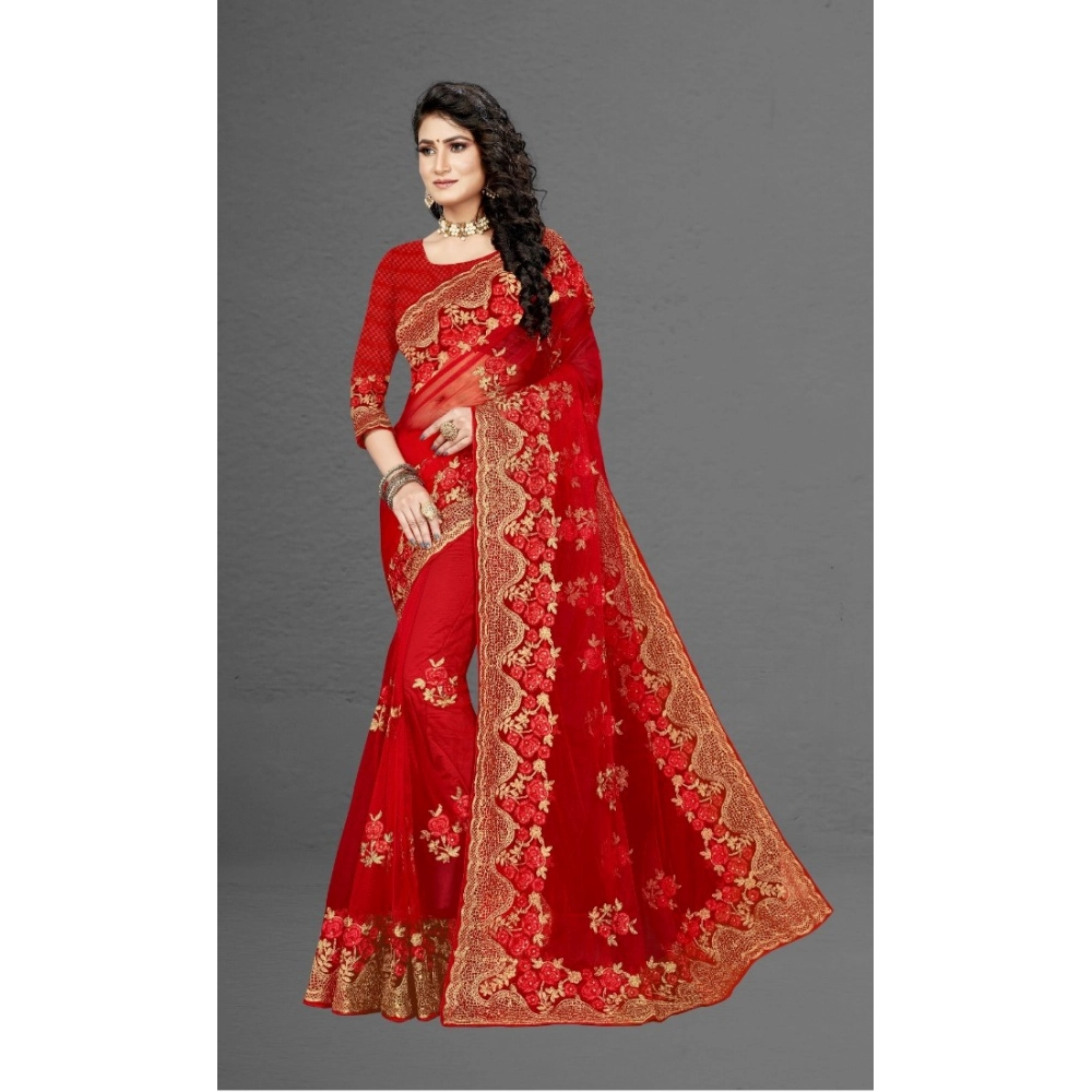 generic women's net saree with blouse (red, 5 6mtrs) generic women's net saree with blouse (red, 5 6mtrs)