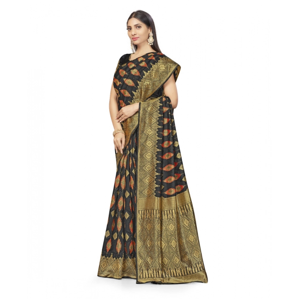 generic women's banarasi silk saree with blouse (black, 5 6mtrs) generic women's banarasi silk saree with blouse (black, 5 6mtrs)