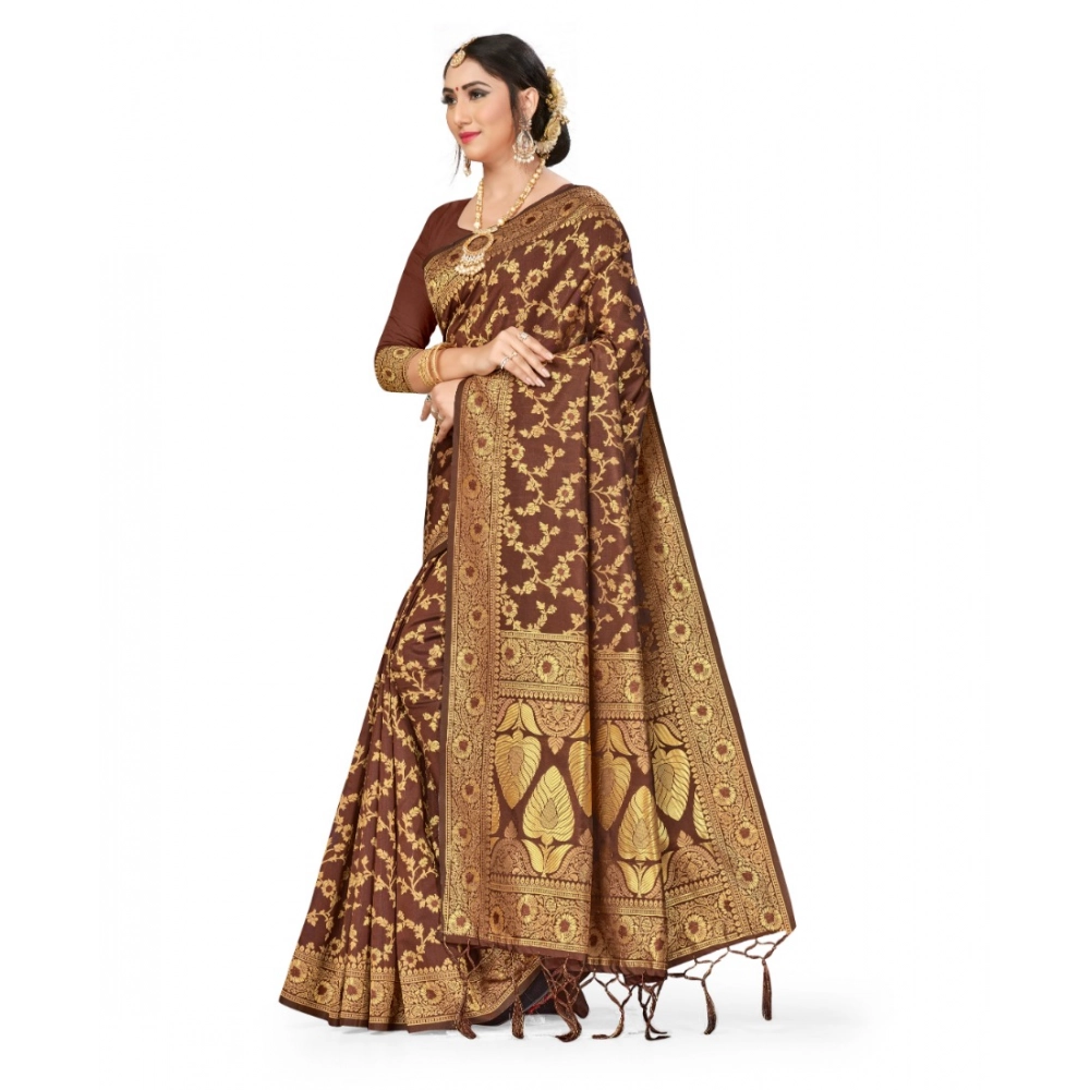generic women's banarasi silk saree with blouse (coffee, 5 6mtrs) generic women's banarasi silk saree with blouse (coffee, 5 6mtrs)