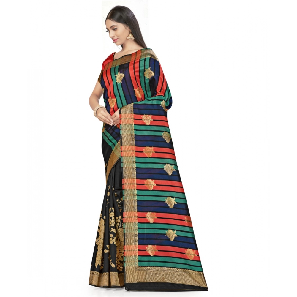 generic women's banarasi silk saree with blouse (black, 5 6mtrs) generic women's banarasi silk saree with blouse (black, 5 6mtrs)