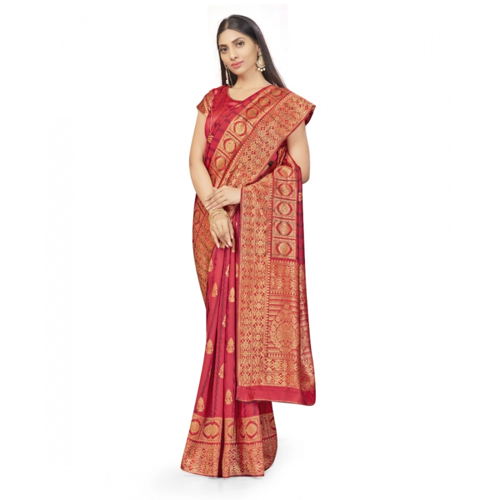 generic women's banarasi silk saree with blouse (peach, 5 6mtrs) generic women's banarasi silk saree with blouse (peach, 5 6mtrs)