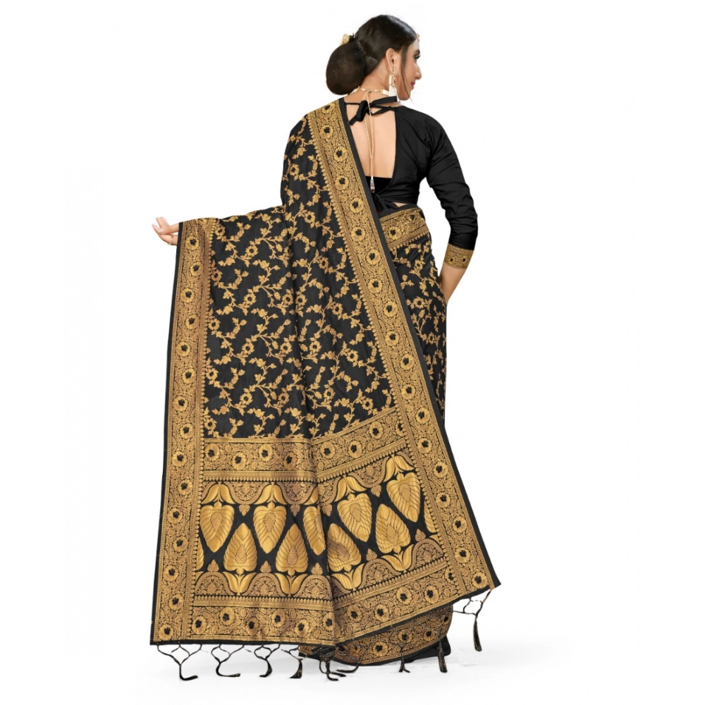 generic women's banarasi silk saree with blouse (black, 5 6mtrs) generic women's banarasi silk saree with blouse (black, 5 6mtrs)