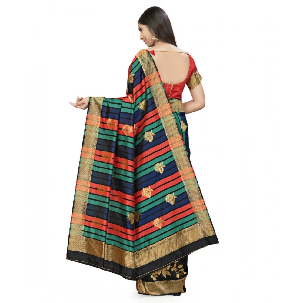generic women's banarasi silk saree with blouse (black, 5 6mtrs) generic women's banarasi silk saree with blouse (black, 5 6mtrs)