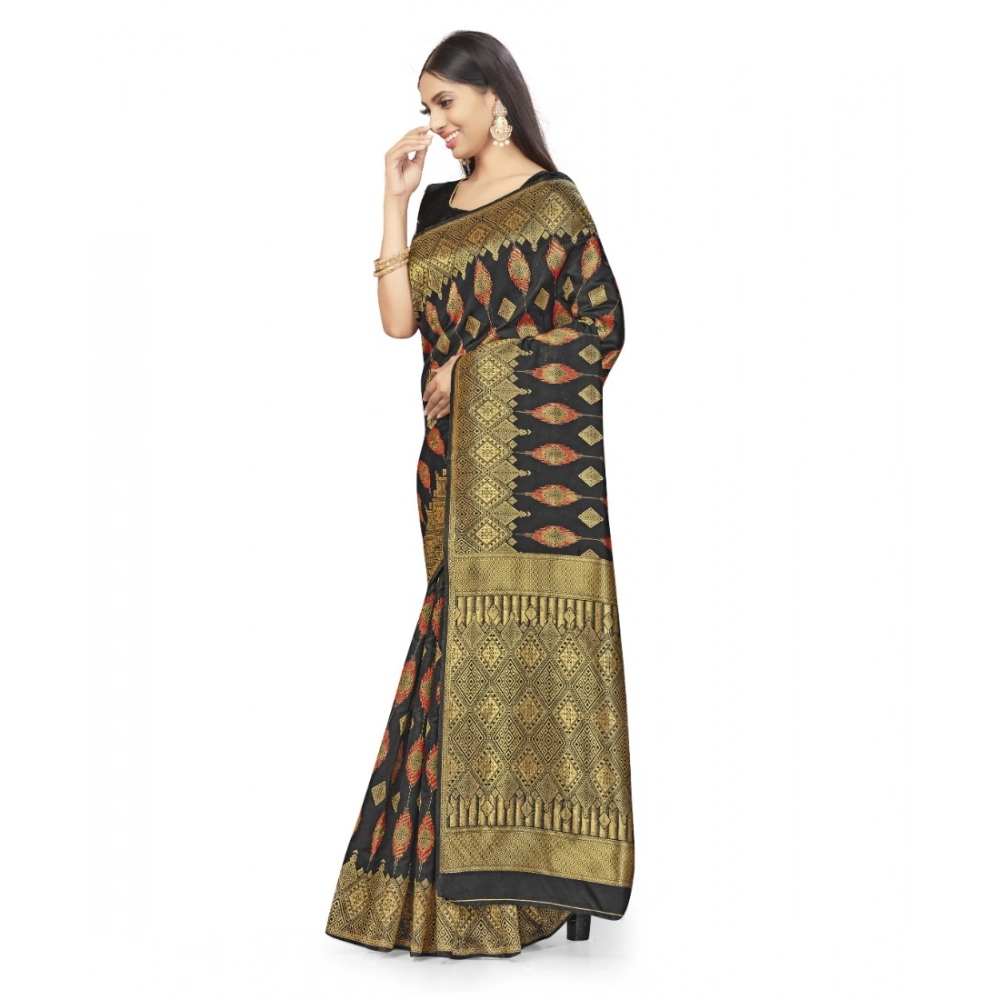 generic women's banarasi silk saree with blouse (black, 5 6mtrs) generic women's banarasi silk saree with blouse (black, 5 6mtrs)