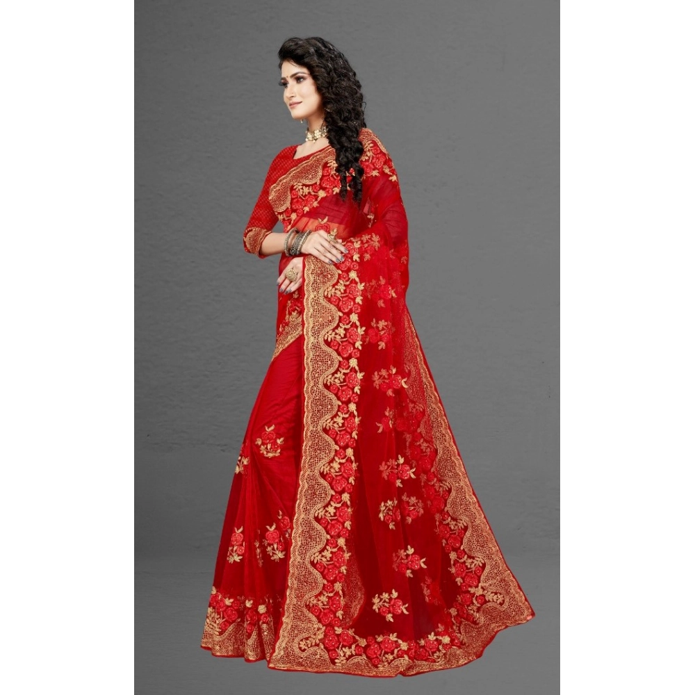 generic women's net saree with blouse (red, 5 6mtrs) generic women's net saree with blouse (red, 5 6mtrs)