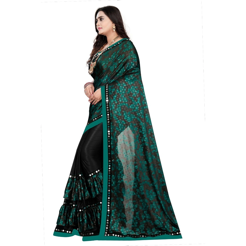generic women's lycra blend saree with blouse (green, 5 6 mtrs) generic women's lycra blend saree with blouse (green, 5 6 mtrs)