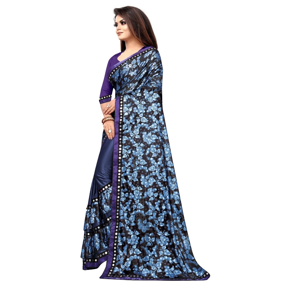 generic women's lycra blend saree with blouse (blue, 5 6 mtrs) generic women's lycra blend saree with blouse (blue, 5 6 mtrs)