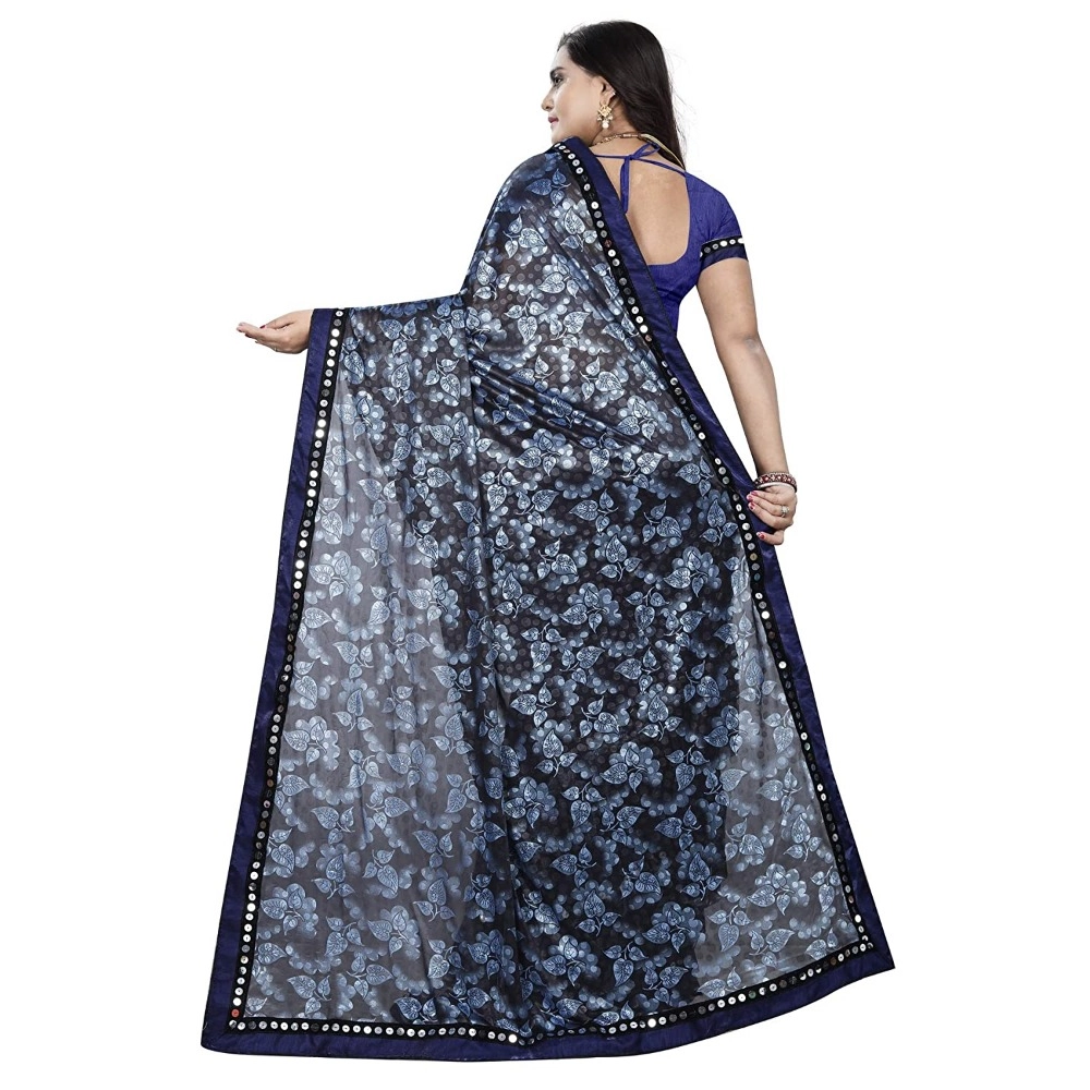 generic women's lycra blend saree with blouse (blue, 5 6 mtrs) generic women's lycra blend saree with blouse (blue, 5 6 mtrs)