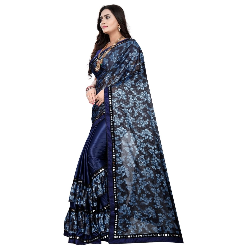 generic women's lycra blend saree with blouse (blue, 5 6 mtrs) generic women's lycra blend saree with blouse (blue, 5 6 mtrs)