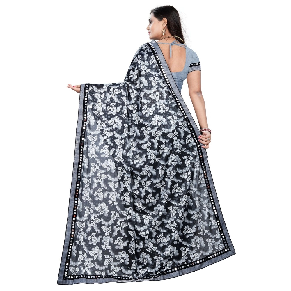 generic women's lycra blend saree with blouse (grey, 5 6 mtrs) generic women's lycra blend saree with blouse (grey, 5 6 mtrs)