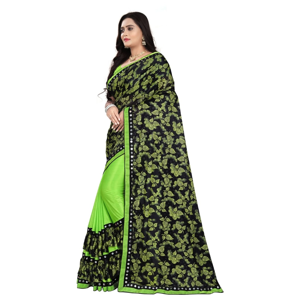 generic women's lycra blend saree with blouse (pista, 5 6 mtrs) generic women's lycra blend saree with blouse (pista, 5 6 mtrs)