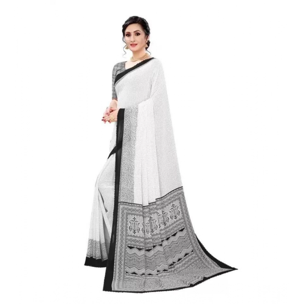 generic women's georgette printed saree with unstitched blouse (black) generic women's georgette printed saree with unstitched blouse (black)