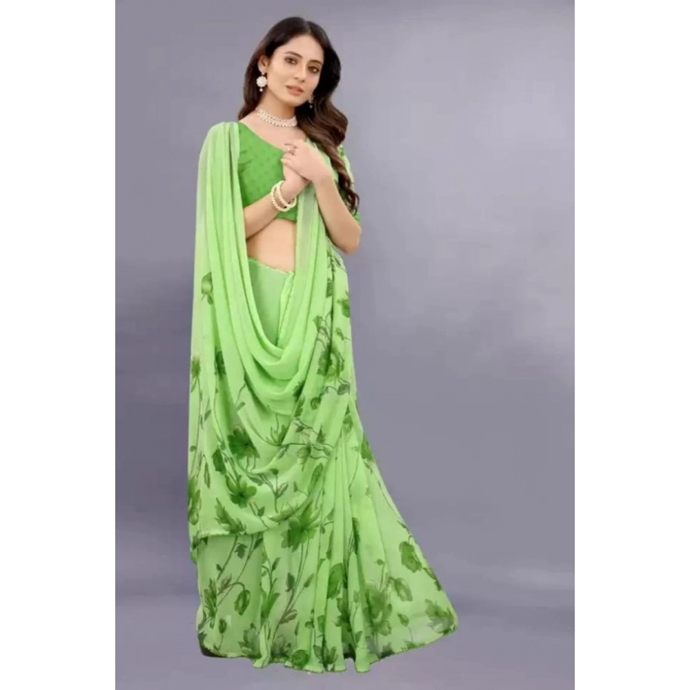 generic women's georgette printed saree with unstitched blouse (green) generic women's georgette printed saree with unstitched blouse (green)