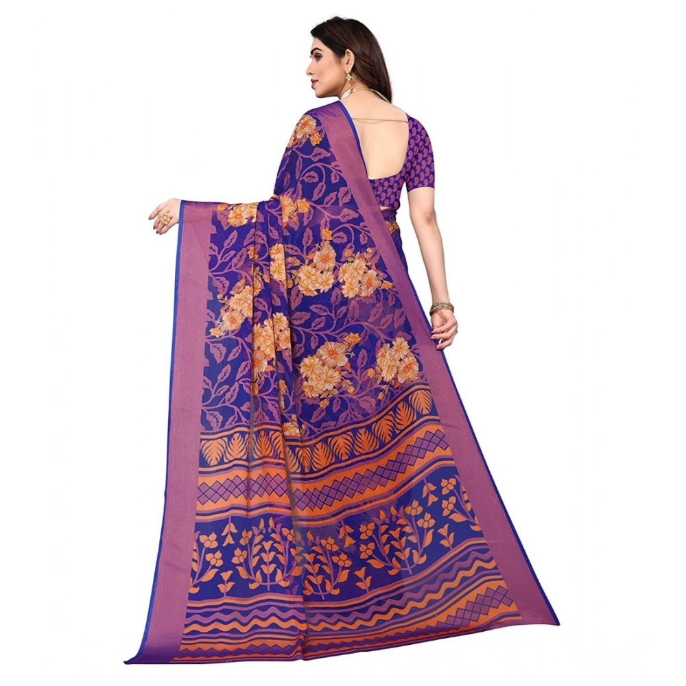 generic women's viscose rayon printed saree with unstitched blouse (blue) generic women's viscose rayon printed saree with unstitched blouse (blue)