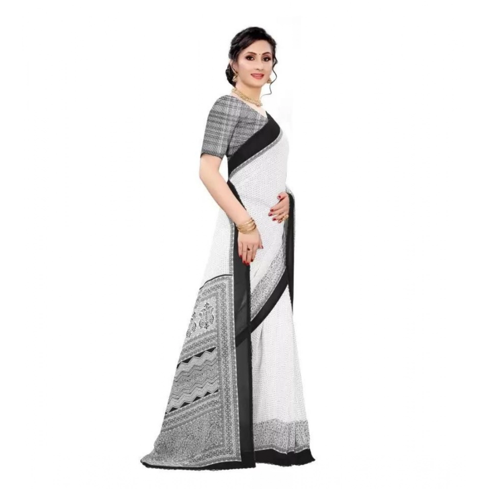 generic women's georgette printed saree with unstitched blouse (black) generic women's georgette printed saree with unstitched blouse (black)