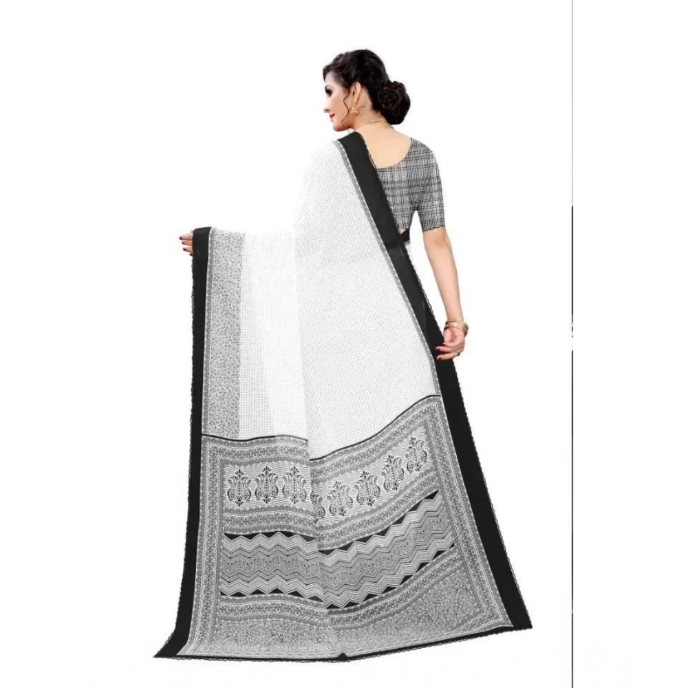 generic women's georgette printed saree with unstitched blouse (black) generic women's georgette printed saree with unstitched blouse (black)