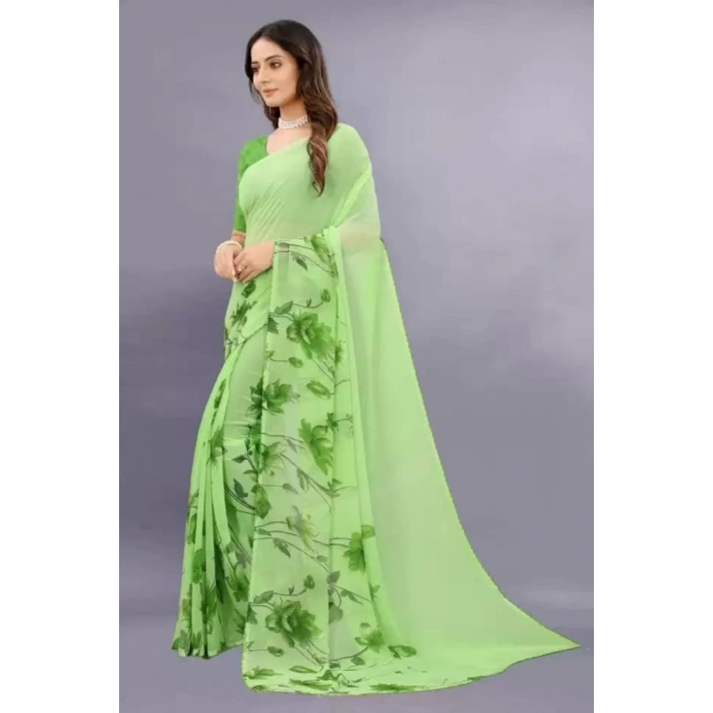 generic women's georgette printed saree with unstitched blouse (green) generic women's georgette printed saree with unstitched blouse (green)