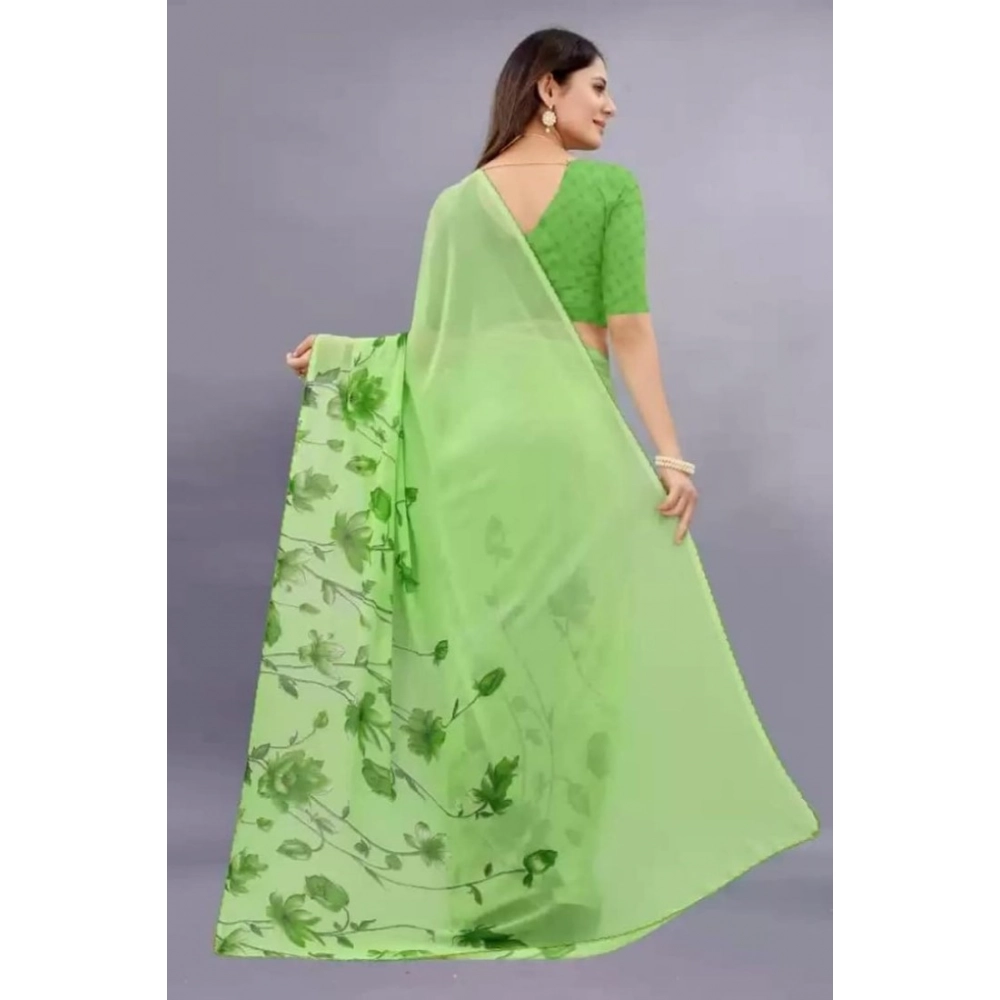 generic women's georgette printed saree with unstitched blouse (green) generic women's georgette printed saree with unstitched blouse (green)