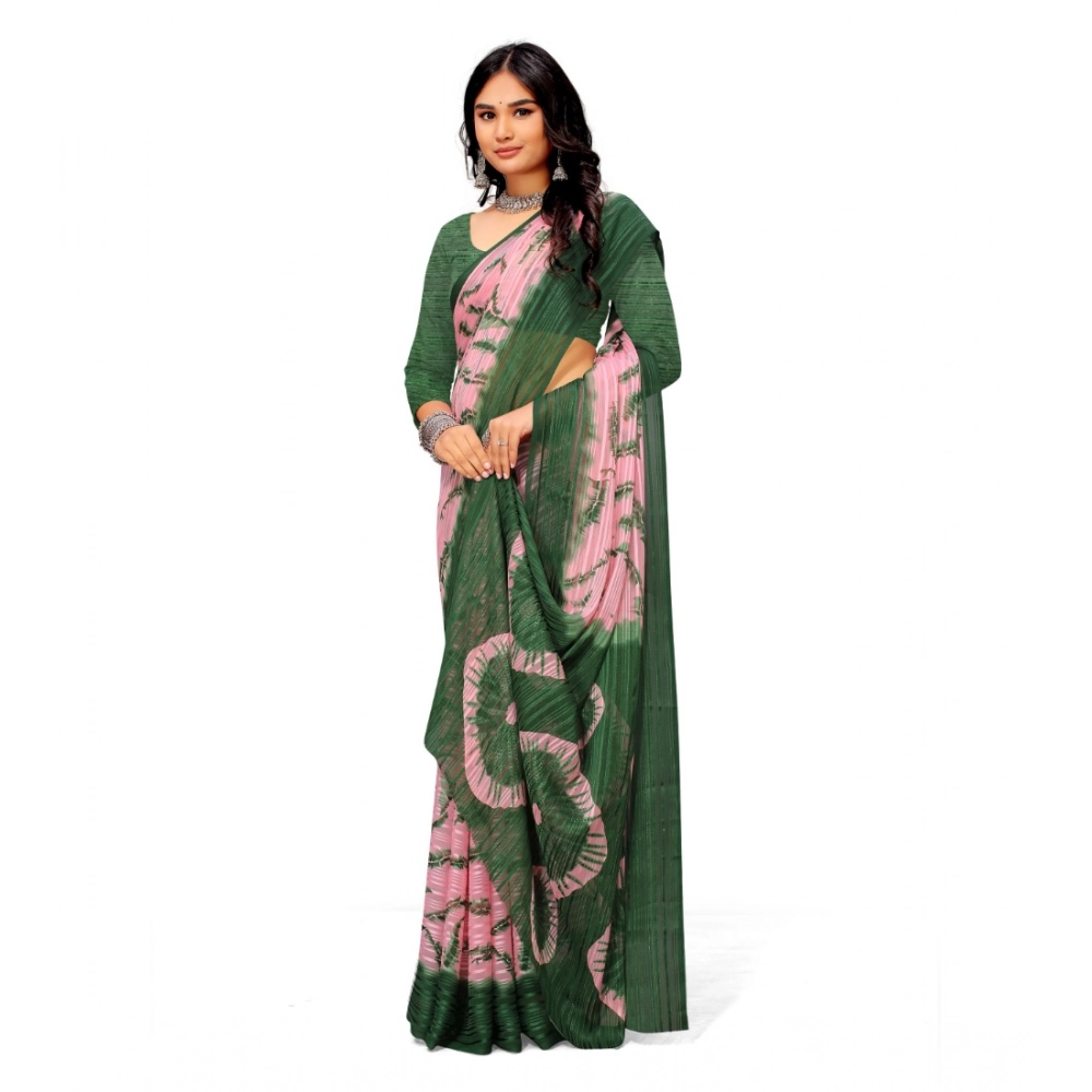 generic women's georgette printed saree with unstitched blouse (green) generic women's georgette printed saree with unstitched blouse (green)