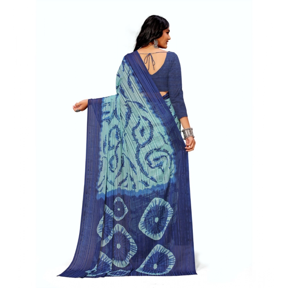 generic women's georgette printed saree with unstitched blouse (blue) generic women's georgette printed saree with unstitched blouse (blue)