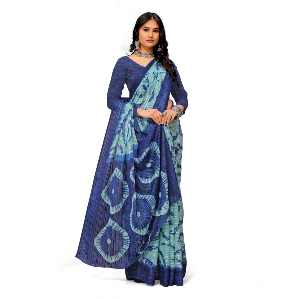 generic women's georgette printed saree with unstitched blouse (blue) generic women's georgette printed saree with unstitched blouse (blue)
