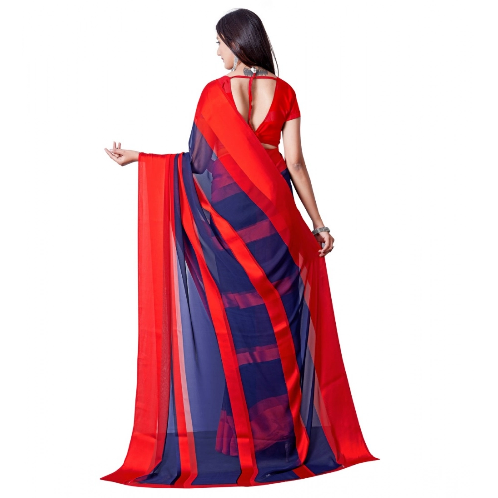 generic women's satin patta printed saree with unstitched blouse (red) generic women's satin patta printed saree with unstitched blouse (red)