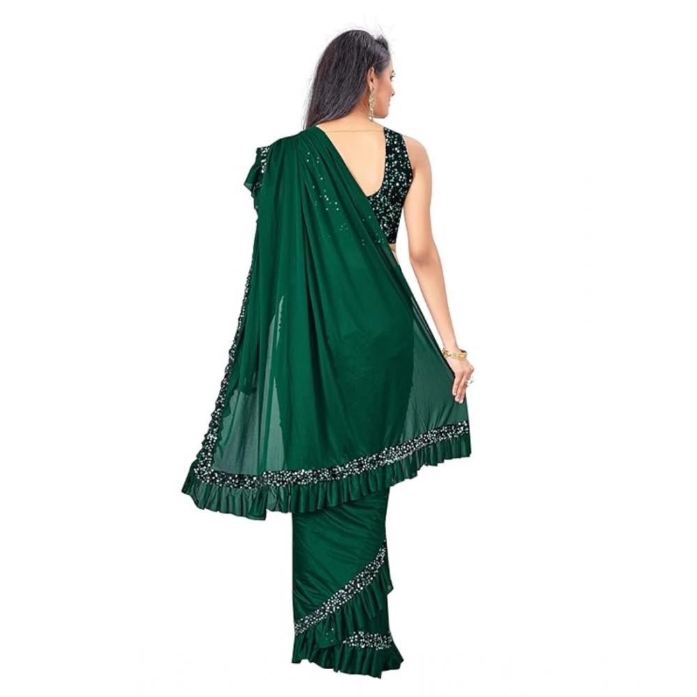generic women's lycra solid saree with unstitched blouse (green, 5.5 mtr) generic women's lycra solid saree with unstitched blouse (green, 5.5 mtr)