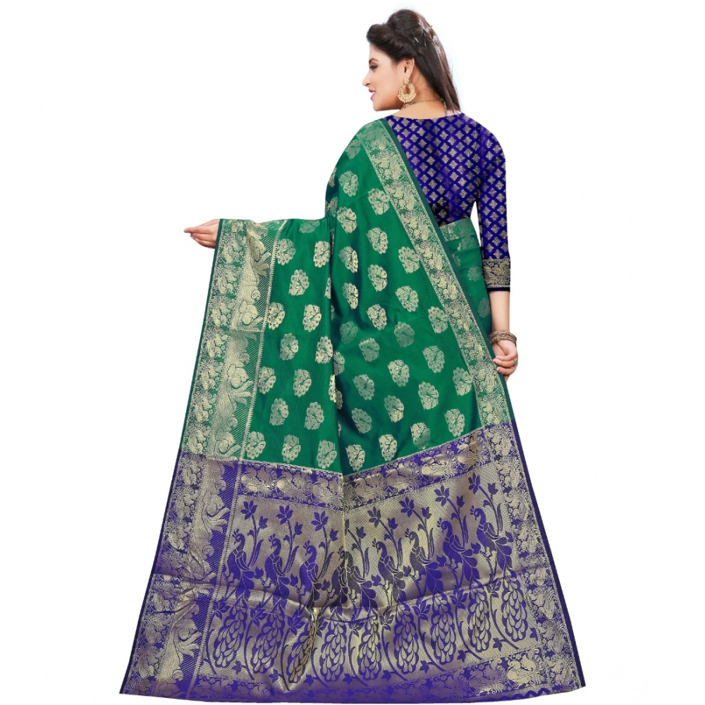 generic women's jacquard woven saree with unstitched blouse 5.5mtr (green) generic women's jacquard woven saree with unstitched blouse 5.5mtr (green)
