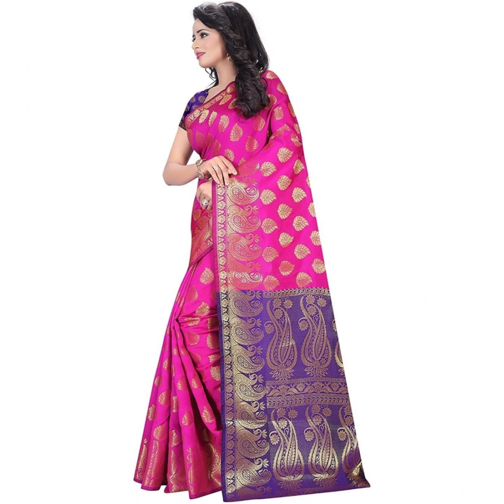 generic women's jacquard woven saree with unstitched blouse 5.5mtr (pink) generic women's jacquard woven saree with unstitched blouse 5.5mtr (pink)