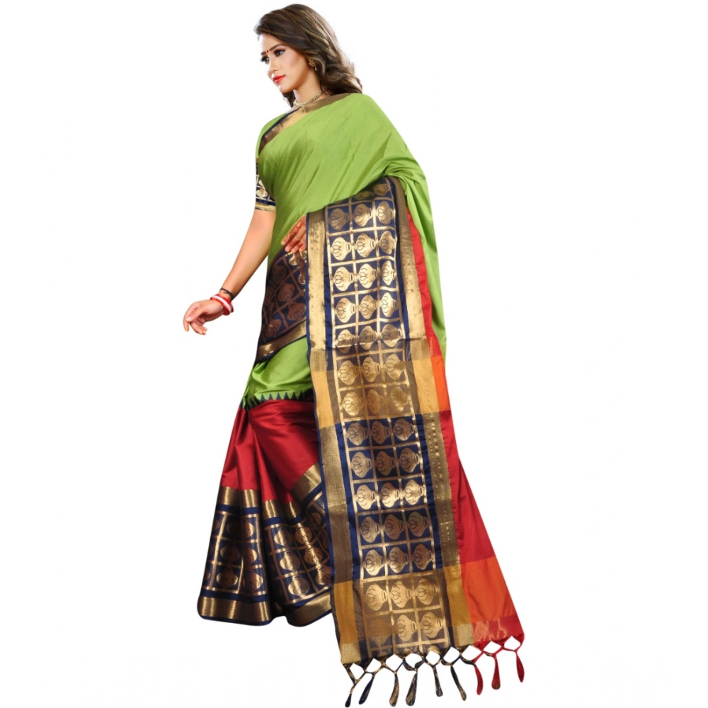generic women's jacquard woven saree with unstitched blouse 5.5mtr (light green) generic women's jacquard woven saree with unstitched blouse 5.5mtr (light green)