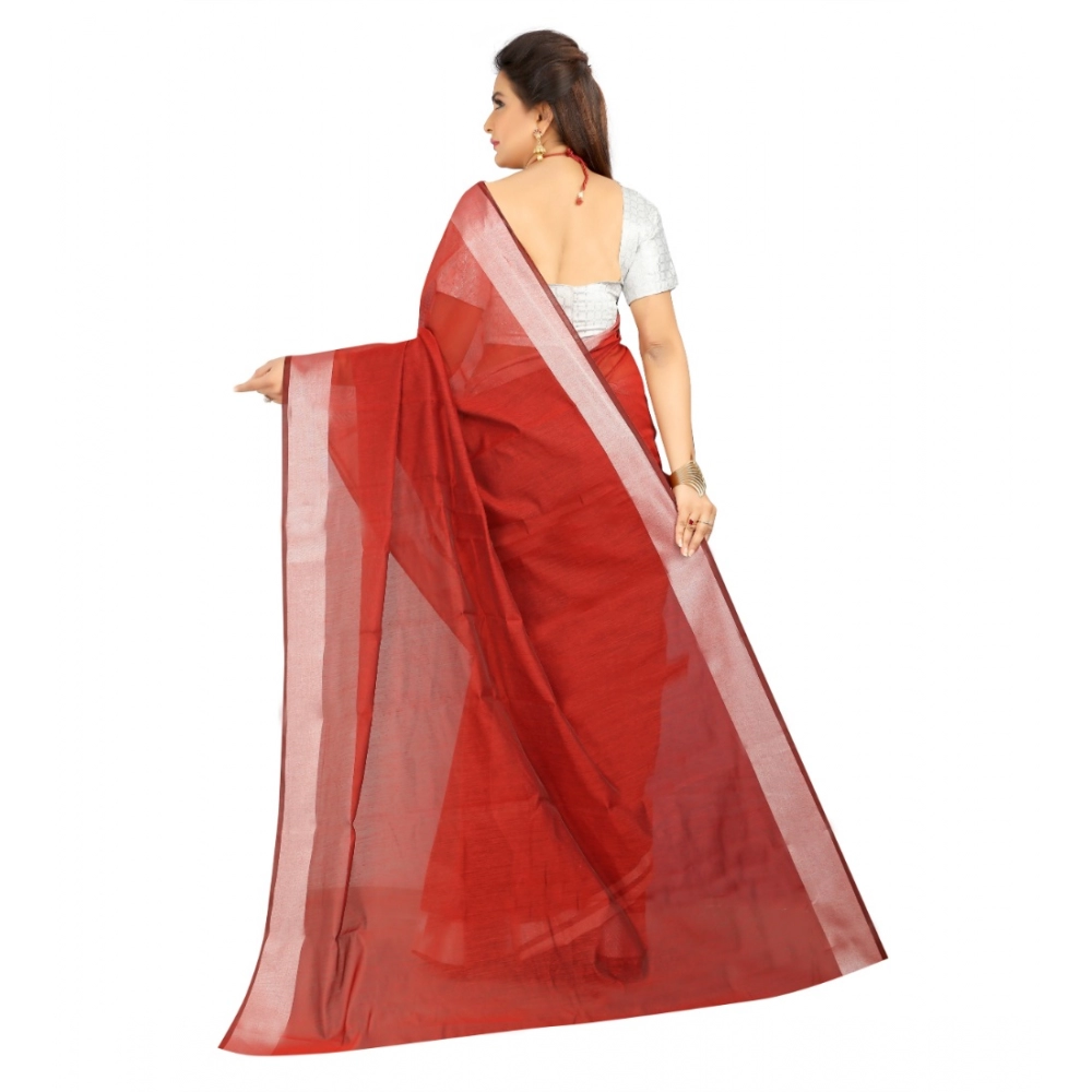 generic women's cotton silk self design saree with unstitched blouse 5.5mtr (red) generic women's cotton silk self design saree with unstitched blouse 5.5mtr (red)